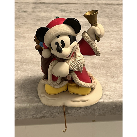 Vintage Hallmark Stocking Hanger Disney Mickey Mouse Santa with Sack of Toys 7" - Picture 1 of 10